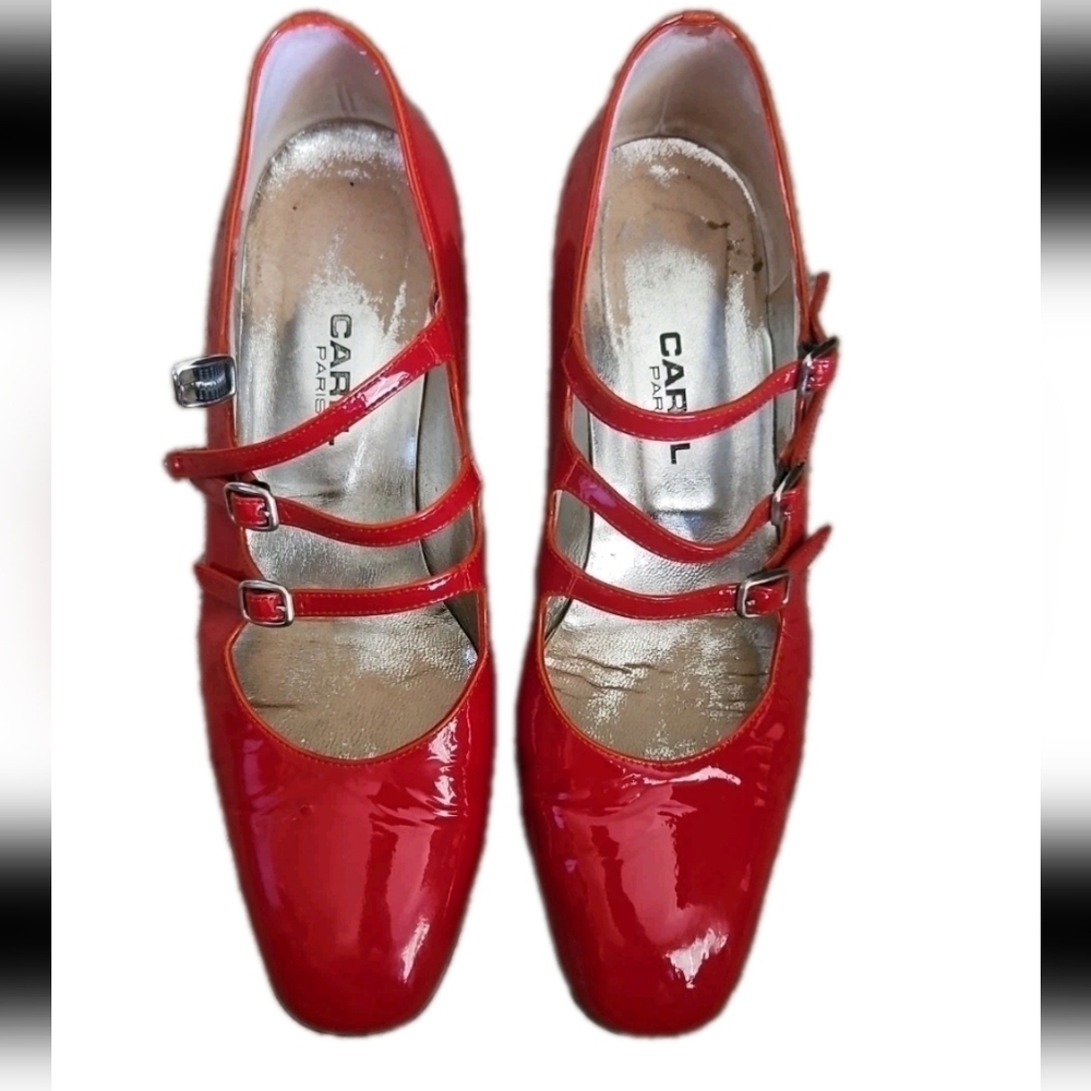 CAREL Womens Red Kina Patent Mary Jane Ballerina Pumps 38.5 - Picture 2 of 16